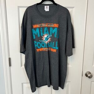 NFL Team Apparel Vintage Style Heather Gray Miami Dolphins Football T-Shirt 3XL